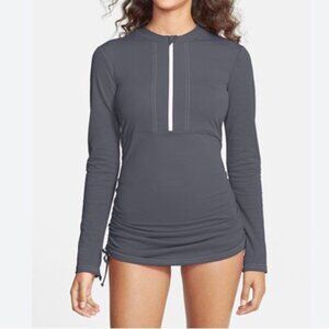 NEW Mott50 Grey Sun Protective Swim Dress UPF 50 Long Sleeves Zipper Front XL